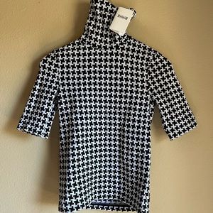 Wolford Dandy Houndstooth Turtleneck Top - Short Sleeved (S) NWT